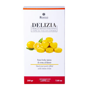 Cuoricini di pasta frolla ripiena di crema al limone, Delizia, 200 g