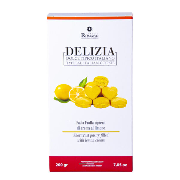 Cuoricini di pasta frolla ripiena di crema al limone, Delizia, 200 g
