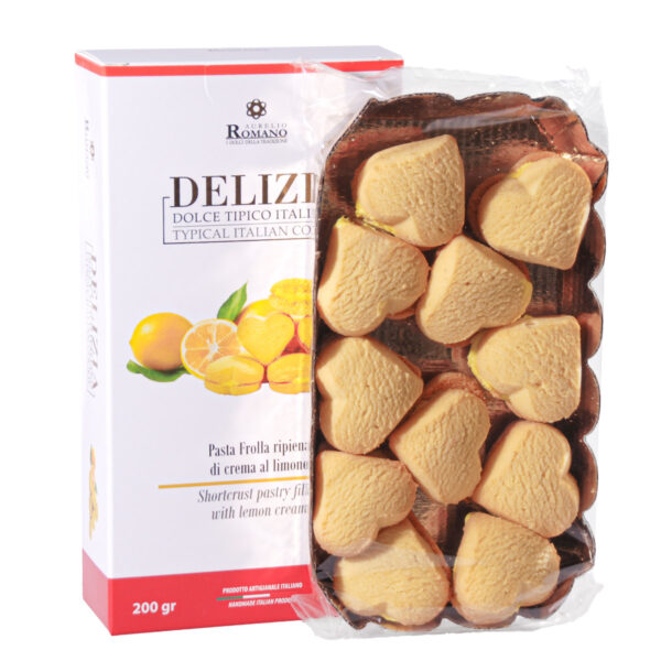 Cuoricini di pasta frolla ripiena di crema al limone, Delizia, 200 g - Image 2