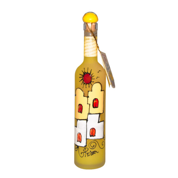 Elisir Limoncello, bottiglia dipinta a mano "Casette", Maurizio Russo, 500ml