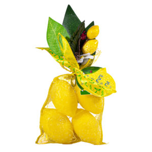 Quartetto di saponette al limone, 25 gr cad., confezione in tulle decorato