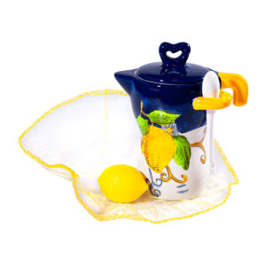 Caffettiera con cucchiaino in ceramica + Saponetta al limone 27 g + Velo in tulle