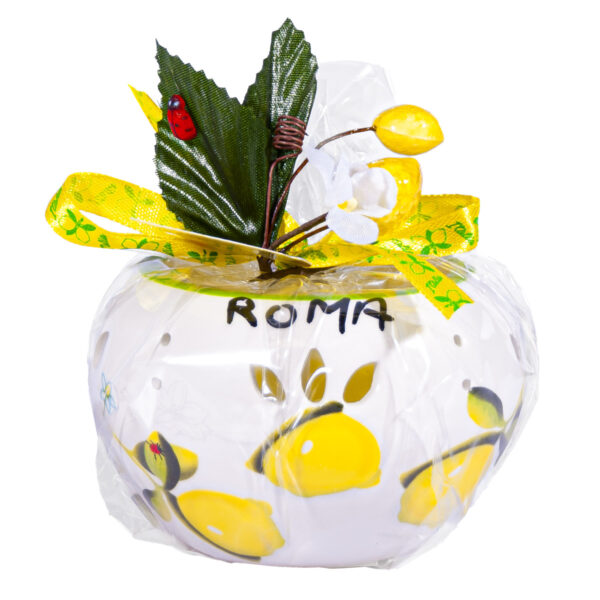 Candela profumata al limone in portacandela in ceramica tondo, Roma, soggetti vari - Image 5