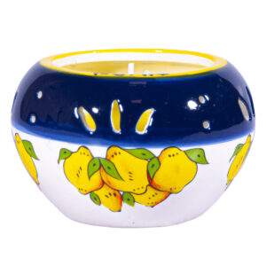 Candela profumata al limone in portacandela in ceramica tondo, Roma, soggetti vari