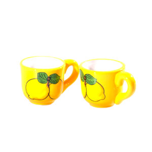 Coppia di tazzine in ceramica + Canovaccio limoncello Italia + Caramelle frizzanti al limone 30 g