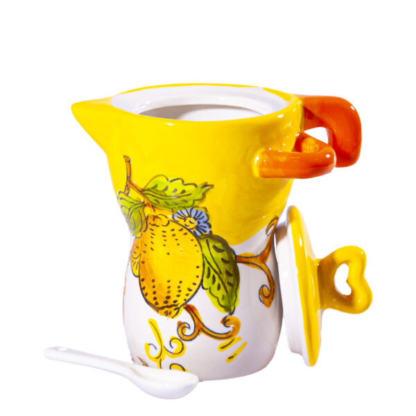 Caffettiera con cucchiaino in ceramica gialla + Saponetta al limone 27 g + Velo in tulle - Image 3