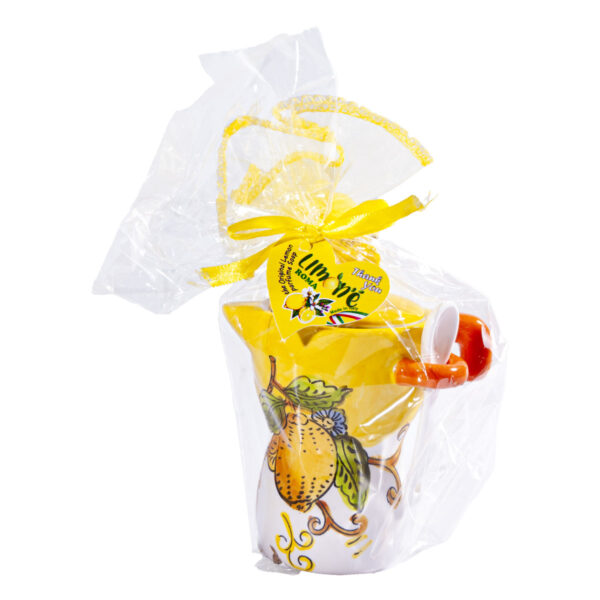 Caffettiera con cucchiaino in ceramica gialla + Saponetta al limone 27 g + Velo in tulle - Image 4