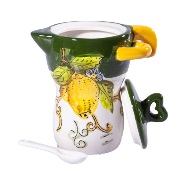 Caffettiera con cucchiaino in ceramica verde + Saponetta al limone 27 g + Velo in tulle - Image 3