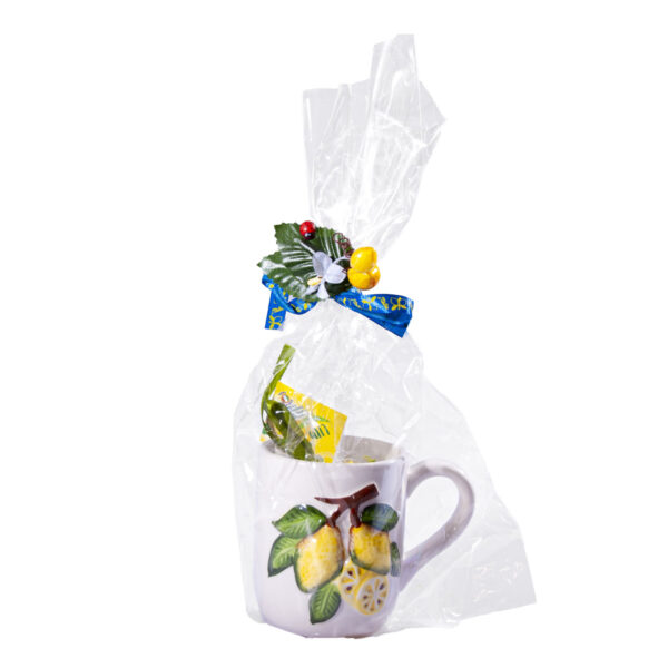 Tazza in ceramica bianca + Caramelle frizzanti al limone, 30 g