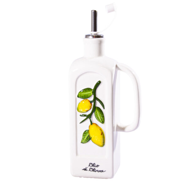 Oliera rettangolare in ceramica con manico + Caramelle frizzanti al limone 30 g