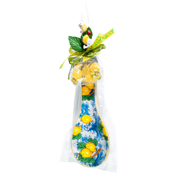 Poggiamestolo piccolo motivo limoni + Caramelle frizzanti al limone 30 g - Image 4