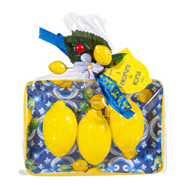Piattino portasaponetta in ceramica + 3 saponette vegetali al limone da 25 g, "Roma", vari soggetti - Image 2