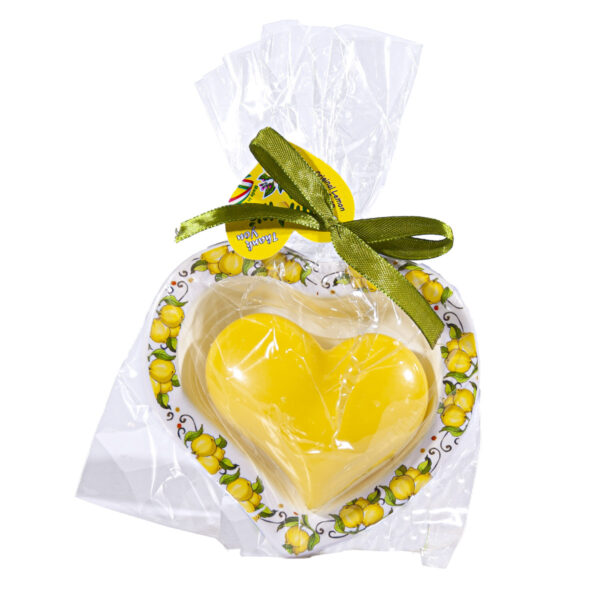 Saponetta profumata al limone, 100 g, in portasaponetta in ceramica a forma di cuore - Image 2