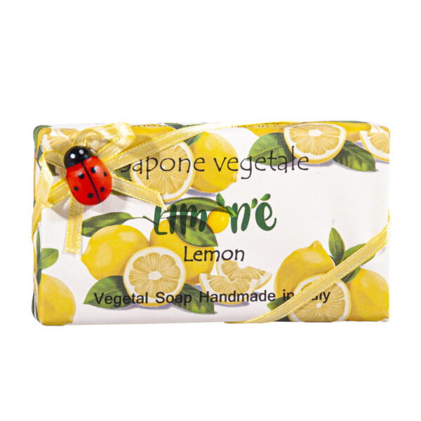 Saponetta vegan aromatizzata al limone con decorazione coccinella, vari soggetti, 100 g - Image 2