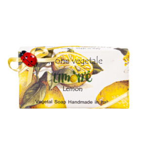 Saponetta vegan aromatizzata al limone con decorazione coccinella, 100 g