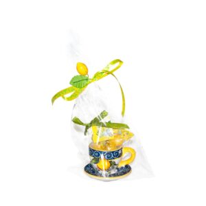 Tazzina in ceramica con piattino + Caramelle frizzanti al limone, 30 g