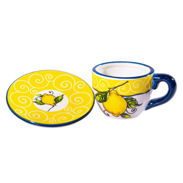 Tazzina in ceramica gialla con piattino + Caramelle frizzanti al limone, 30 g - Image 2