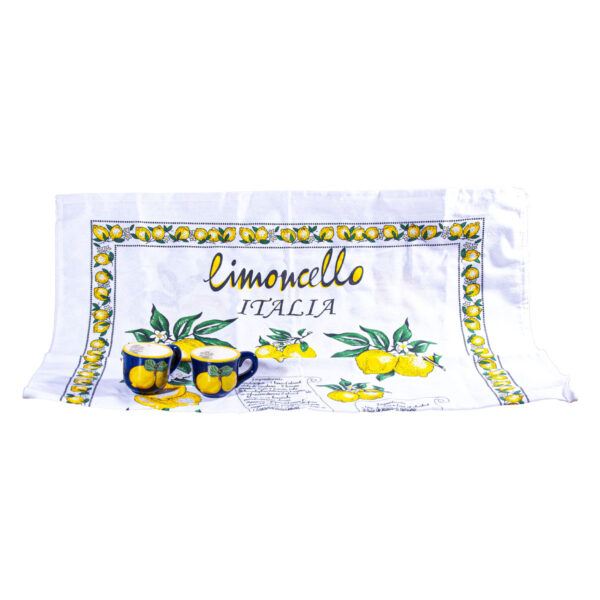 Coppia di tazzine in ceramica blu + Canovaccio limoncello Italia + Caramelle frizzanti al limone 30 g - Image 2