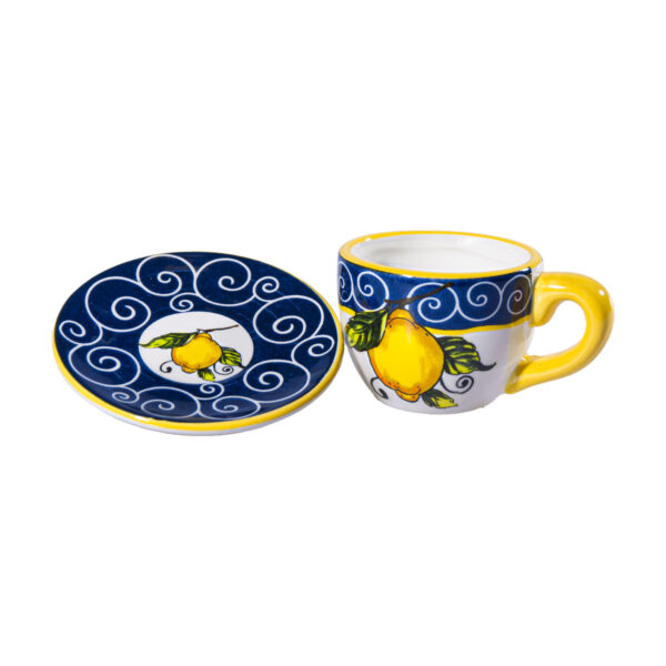 Tazzina in ceramica blu con piattino + Caramelle frizzanti al limone, 30 g - Image 2