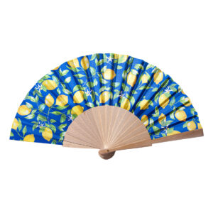 Ventaglio in legno "fantasia di limoni" + Caramelle frizzanti al limone, 30 g