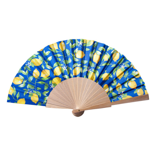 Ventaglio in legno "fantasia di limoni" + Caramelle frizzanti al limone, 30 g