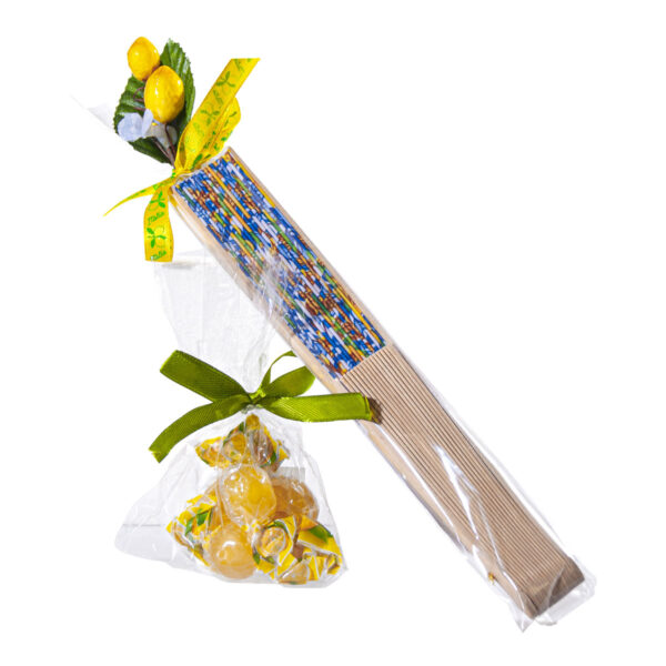 Ventaglio in legno "fantasia di limoni" + Caramelle frizzanti al limone, 30 g - Image 5