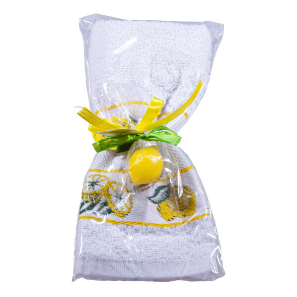 Asciugamano con ricamo limoni + saponetta a forma di limone 15 g, varie colorazioni - Image 5