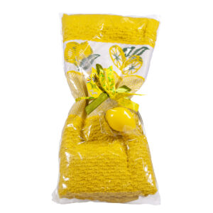 Asciugamano con ricamo limoni + saponetta a forma di limone 15 g, varie colorazioni