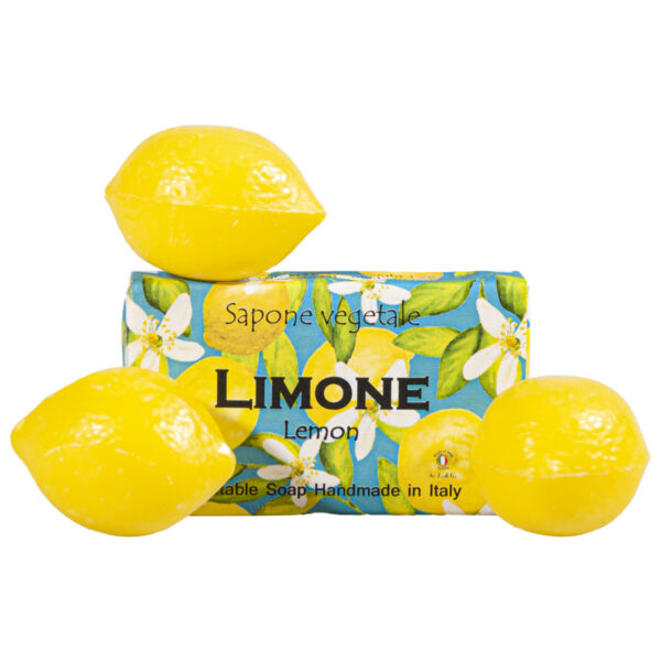 Saponetta vegetale al limone, 50 g, fantasie varie + Tris di saponette a forma di limone 21 g cad. - Image 2