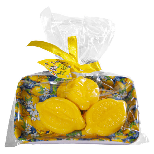 Vassoio di ceramica + tris di saponette limone 27 g cad. - Image 2